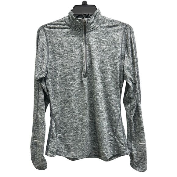 Nike Dri-Fit Womens 1/4 Zip Long Sleeve Thumb Holes Shirt Running Gray Size Med - Picture 1 of 9